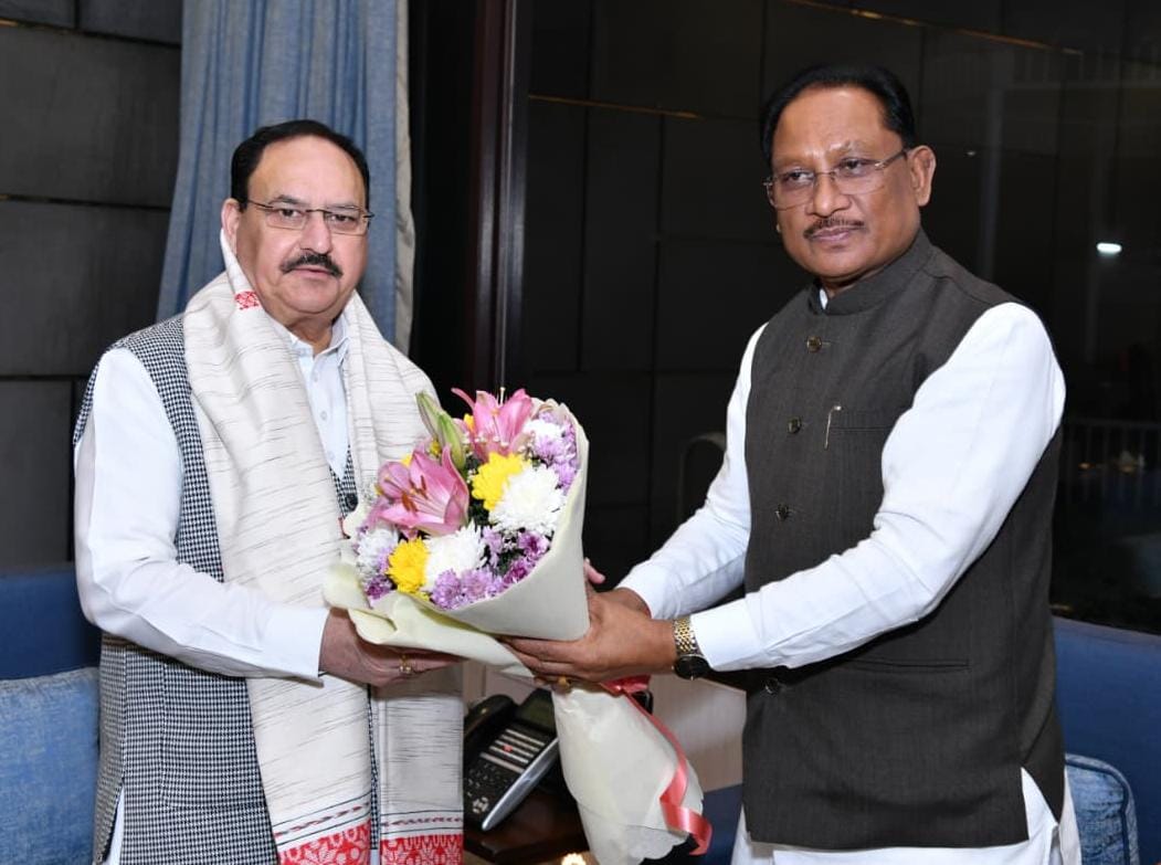 मुख्यमंत्री श्री विष्णुदेव साय ने केंद्रीय स्वास्थ्य एवं परिवार कल्याण मंत्री श्री जेपी नड्डा से उनके निवास पर की सौजन्य मुलाकात,स्वास्थ्य सुविधा पर की विस्तृत चर्चा