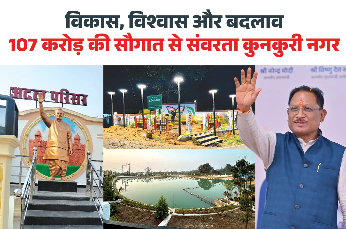 107 करोड़ की सौगात से संवर रहा कुनकुरी,मुख्यमंत्री विष्णुदेव साय के सुशासन में बदल रही कुनकुरी की तस्वीर,खेल, स्वास्थ्य, शिक्षा, पर्यटन और नागरिक सुविधाओं के सशक्त विकास से कुनकुरी की बनी नई पहचान