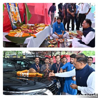मुख्यमंत्री श्री विष्णुदेव साय ने मुख्यमंत्री निवास में भगवान विश्वकर्मा जयंती पर की पूजा अर्चना