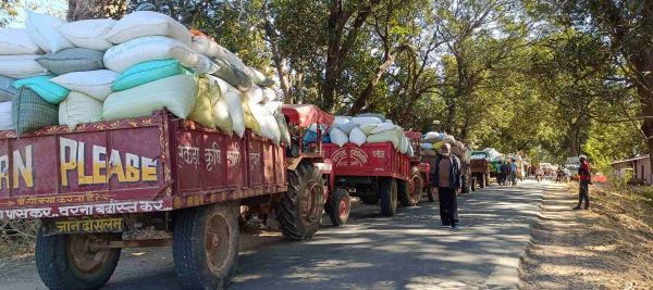 नारायणपुर धान मंडी में अव्यवस्था से किसान बेहाल: दर्जनों ट्रैक्टरों की कतार, 11 बजे तक नहीं शुरू हुई खरीदी